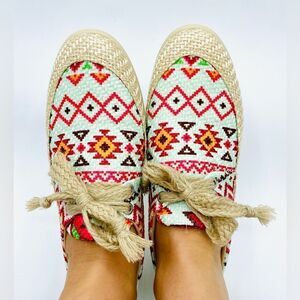 Handmade Teal Aztec BoHo Tennis Shoes
